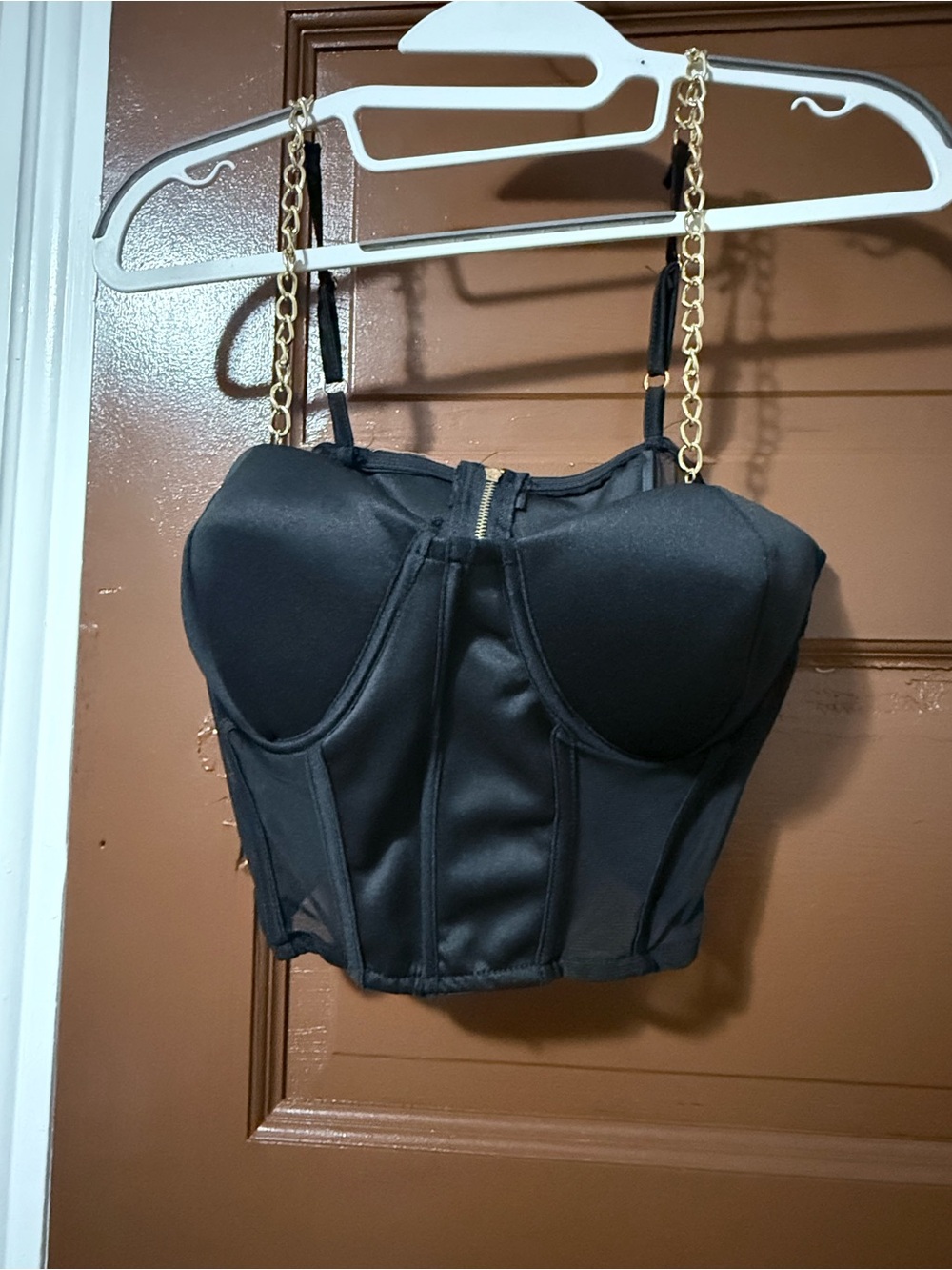 Black Chain-Strap Bustier Top
